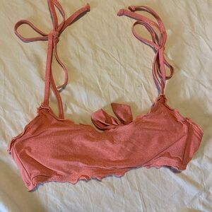 Peach color glitter  Women's bikini top size medium